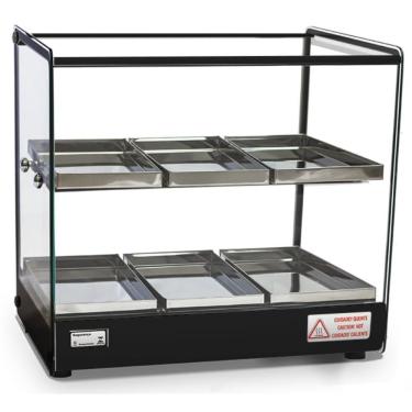 Imagem de Estufa para Salgados com Led Quadrada Dupla 6 Bandejas EVR LP Perfil Preto - Titã