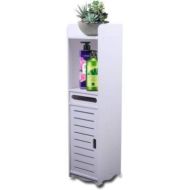 Imagem de Armário de banheiro 80 x 20 x 20 cm, prateleira de banheiro estreita, armário alto, prateleira de armazenamento, armário de pé