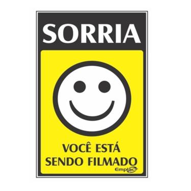 Imagem de Placa - Sorria Voce Esta Sendo Filmado - Amarela / Em Ps 30 X 20Cm Emplac Br
