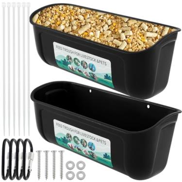 Imagem de FALESOUL Alimentador de frango, alimentador de cerca para pendurar ou rosquear com clipes, recipiente para alimentação de gado, balde bebedouro de cabra de 5 litros para pato, porco, ganso, cabra,