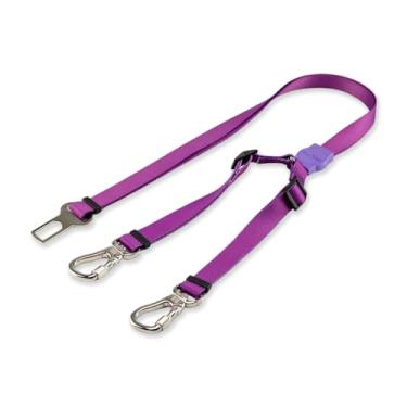 Imagem de Dog Trip Brasil Cinto de Segurança Pet Duplo Universal para Cachorro Gato com Gancho Trava de Segurança Cães Gatos Carro Coleira Adaptador Porte Ajustável Estampa (Purple)