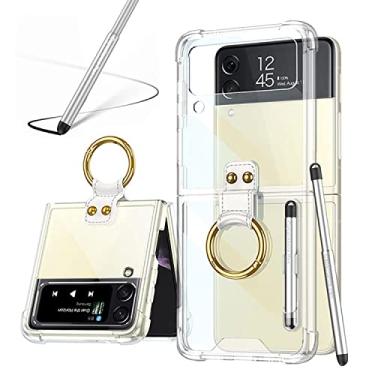 Imagem de LIULANZ Capa transparente para Samsung Galaxy Z Flip 4 com caneta e anel, capa protetora ultrafina transparente antiqueda para Samsung Galaxy Z Flip 4 5G (ZFlip4-Ring-Clear)