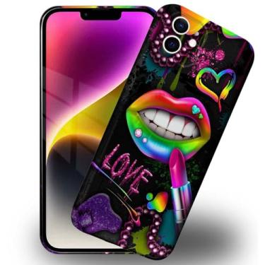 Imagem de Yuning419 Capa compatível com iPhone 11, capa protetora à prova de choque de TPU macio com estampa de cobertura total para iPhone 11 de 6,1 polegadas para meninas e meninos, lábios de batom