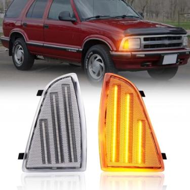 Imagem de Gempro Luzes de canto frontal LED compatíveis com Chevy Blazer S10 1994-1997 Lâmpadas de seta Lente Transparente, 2 peças