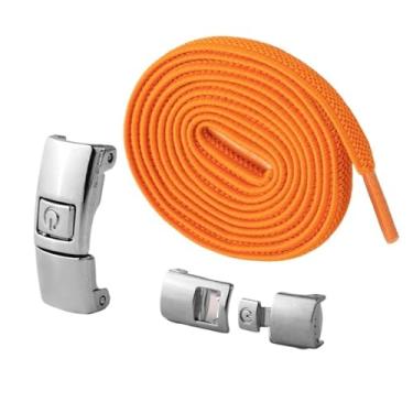 Imagem de Elastic Laces Sneakers Width Flat Shoelaces Without Ties Kids Adult Lock No Tie Shoelace Rubber Bands Shoe Accessories (Color : Orange)