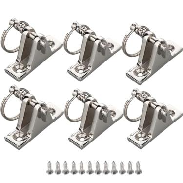 Imagem de Pacote com 6 dobradiças de convés superior de 90° com pino e anel, aço inoxidável 316, parafusos de instalação