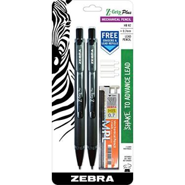 Imagem de Zebra Pen Lapiseira Z-Grip Plus, 0,7 mm, grafite e borrachas bônus, corpo preto, 2 unidades