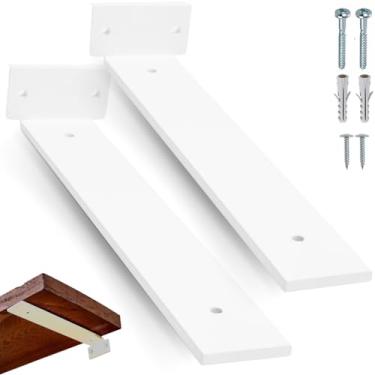 Imagem de rio design99 – 30cm - mão francesa cantoneira invisível – branca – ferro aço suporte para prateleira reforçada resistente industrial madeira bancada estante – 300mm