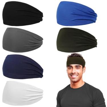 Imagem de ONUPGO Bandanas masculinas, pacote com 6 faixas de cabelo masculinas, faixas de cabelo com absorção de umidade para corrida, ciclismo, basquete, ioga, fitness, treino e suor para mulheres e homens