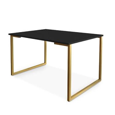 Imagem de Mesa de Jantar Steel Estilo Industrial Pés de Aço 120x80cm Dourado/preto