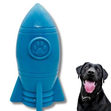 Imagem de Brinquedo de Cachorro Mordedor Pet Interativo Foguete Borracha Petisqueira Comedouro Lento