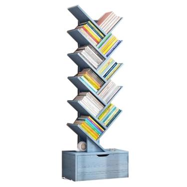 Imagem de YIFENG - Prateleira de Armazenamento de Chão para Livros, CDs, Plantas, Estante Organizadora de Árvore com Armário, Estante Rústica Tradicional para Sala de Estar, Escritório, Quarto - 14 Camadas