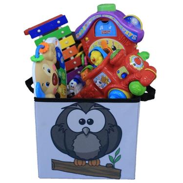 Imagem de Caixa Organizadora Brinquedos Infantil Estampada Bichinhos