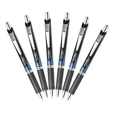 Imagem de Pentel EnerGel Deluxe RTX caneta de gel líquido retrátil, linha média de 0,7 mm, ponta de agulha, preta, pacote com 6