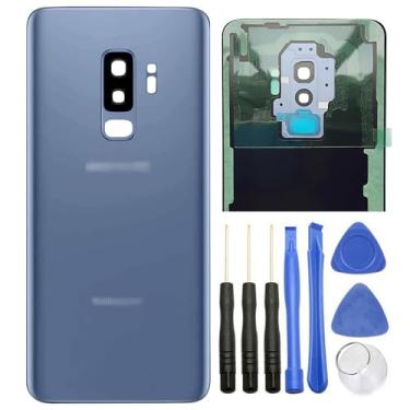 Imagem de Ubrokeifixit Capa de reposição para porta traseira de vidro para Galaxy S9 Plus para Samsung Galaxy S9+ G965 6,2 polegadas, todas as versões do modelo, com fita adesiva (azul)
