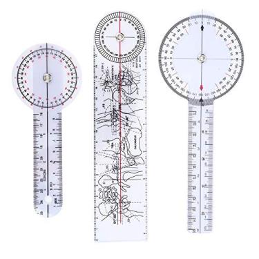 Imagem de 360 Graus Transferidor Ângulo Régua Médica, Goniômetro Espinhal, Leve Juntas De Plástico Faixa De Movimento 6 ou 8 ou 10 Polegada Com Design Semitransparente, 3Pcs