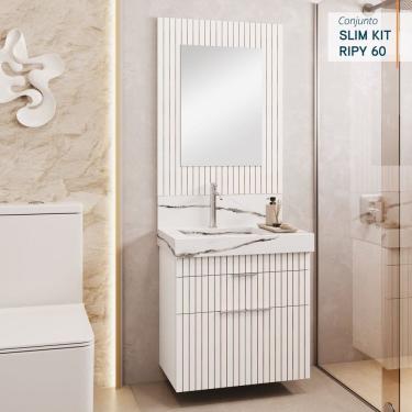 Imagem de Conjunto Completo para Banheiro Slim Kit Ripy 60cm Branco