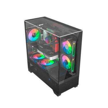 Imagem de Gabinete Gamer Liketec Mahal Dark, Mid Tower, Cube Design, Vidro Tempe