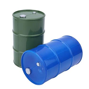 Imagem de Mini Barril de óleo, 2 Peças de Simulação de Metal Mini Tambor de óleo Recipiente de Tanque de Gás Simulação Mini Barril de Combustível Adequado para Crawler 1/10 Rc (Azul Verde)