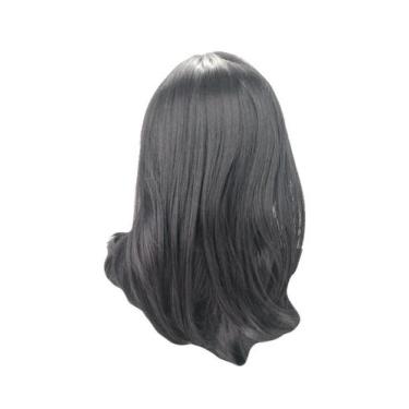 Imagem de Peruca Wig Média Lisa Preto 1 Com Franja Fibra Orgânica 35Cm - C&C Sho