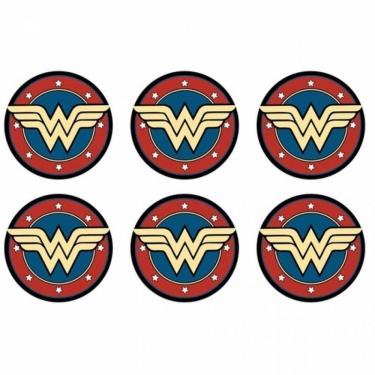 Imagem de Set Com 6 Peças de Porta Copos em Cortiça Mulher Maravilha WW Core Gold Logo Vermelho 1...