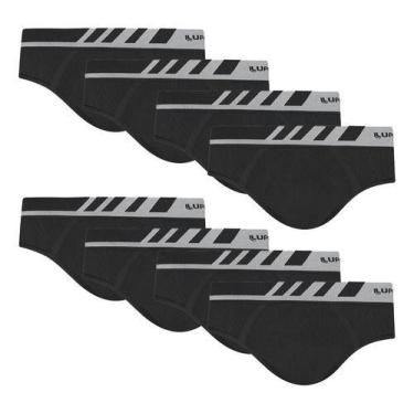 Imagem de Cueca Slip Lupo Microfibra Sem Costura Kit Com 8 Cuecas Nfe, Preto, M