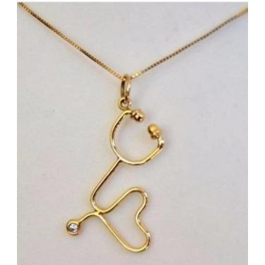 Imagem de Kit Pingente Em Ouro 18k Formato De Estetoscópio E Corrente - Florenzz