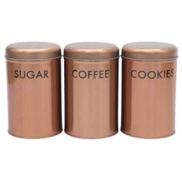 Imagem de Latas Decorativas P/ Mantimentos Cozinha Moderna Com 3 Peças - Ingá, E