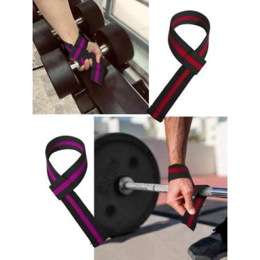 Imagem de Par Luva De Munhequeira Gancho Straps Rosa Profissional Grip exercício