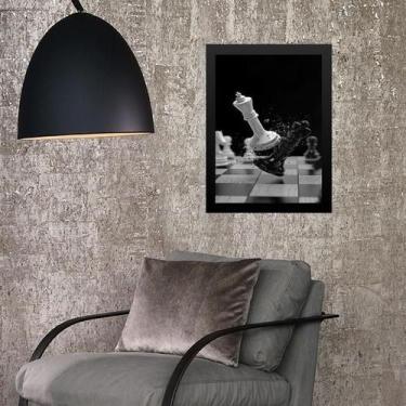 Imagem de Quadro Jogo Xadrez-Preto E Branco 33X24Cm - Com Vidro - Quadros On-Lin