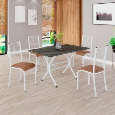 Imagem de Conjunto Sala de Jantar Mesa Retangular 100x60cm Tampo Pedra Ardósia I