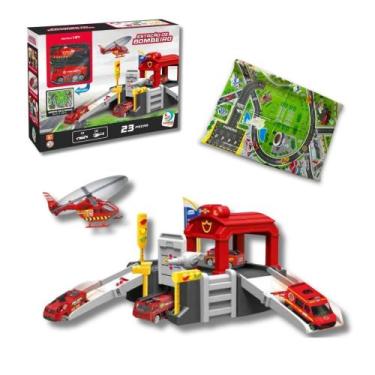 Imagem de Pista De Carrinhos Estação De Bombeiro Infantil Menino 23 Peças - Card