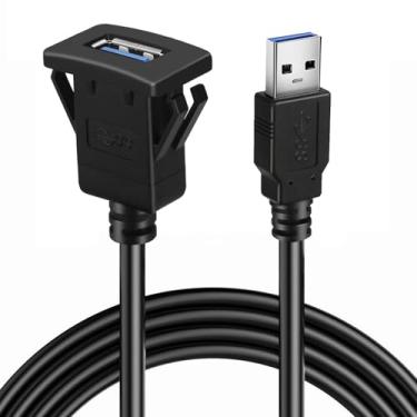 Imagem de YEKELLA Cabo de extensão USB 3.0 quadrado de 3 pés - Macho para fêmea - Compatível com dispositivos USB 3.0 ou 2.0 - Para carro, barco, motocicleta e outras aplicações