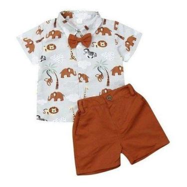 Imagem de Safari Roupa Festa criança Safári Verde Menino Conjunto Socia - ANJO D
