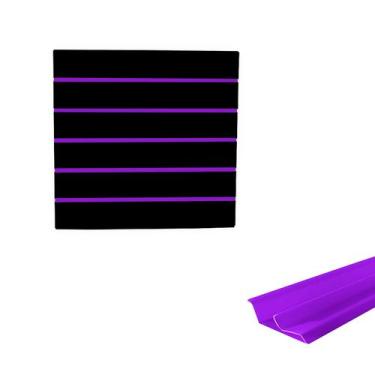 Imagem de Painel Canaletado Preto em Mdf 0,61 x 0,61m com Perfil Pvc Roxo - LM B