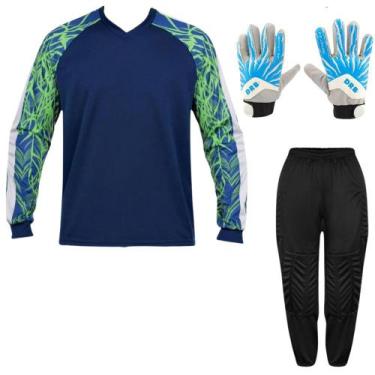 Imagem de Kit Goleiro Infantil Camisa Napoli + Calça TRB + Luva DRB - Kanga Spor