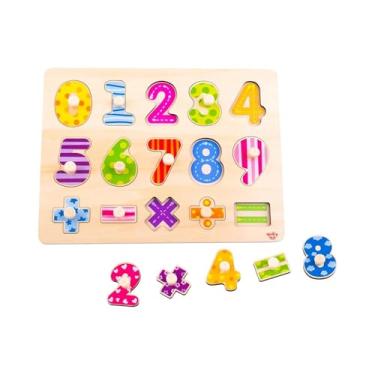 Imagem de Brinquedo Encaixe Números com Pinos Madeira TY851 Tooky Toys