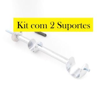 Imagem de 2 Suportes Cromado Duplo Longo 8cm P/varão De Cortina 28x19m - Eluzai 