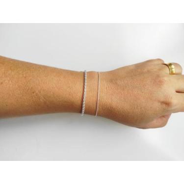 Imagem de Kit 2 Pulseiras Femininas Pipoca Rabo Rato Maciça Prata 925 - DR Joias