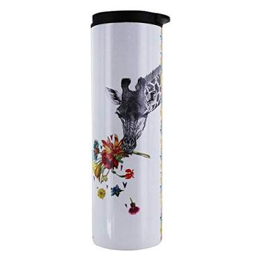 Imagem de Tree-Free Greetings Caneca de café Checking in Giraffe isolada a vácuo, caneca de aço inoxidável de 500 ml, presente para amantes de animais