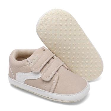 Imagem de Clowora Unsex Sapatos de lona para meninos e meninas, recém-nascidos, antiderrapante, sola macia, para berço, tênis casual para bebês e crianças pequenas, 0122/Bege, 12-18 Meses