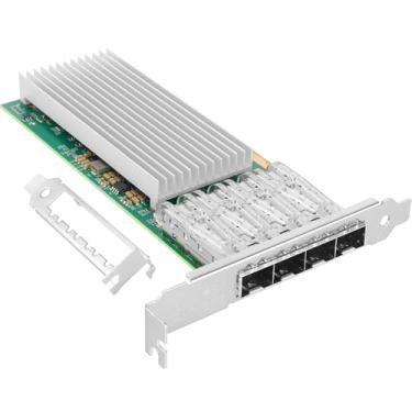 Imagem de Vogzone Placa de rede de 25 Gb com chip Intel E810 CAM1, quatro portas SFP28, adaptador de rede PCI Express Ethernet compatível com RDMA, UEFI, compare com Intel E810-XXVDA4