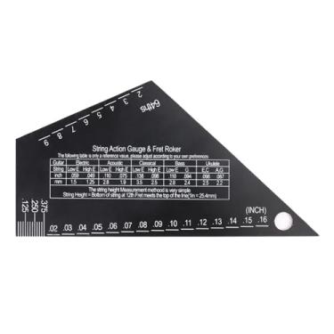 Imagem de ROYALEAD Medidor de ação de corda de guitarra Régua de altura de corda de traste de guitarra Guia de nivelamento de traste de balancim de alta precisão Ferramenta Luthier de guitarra