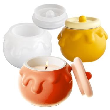 Imagem de Wehous Lindo molde de resina com tampa, pote de mel, caixa de armazenamento, molde de silicone, suporte de vela para joias e doces, para exibição de resina epóxi, molde de vaso de concreto,