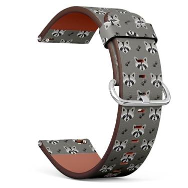 Imagem de Pulseira de relógio inteligente compatível com Garmin Vivomove 5/3 / HR/Luxe/Sport/Style/Trend, D2 Air/Air X10, pulseira de relógio de couro de substituição de 20 mm (gráficos planos de guaxinim)