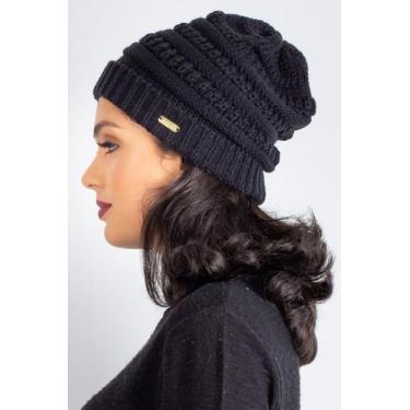 Imagem de Gorro feminino de malha tricô 60018 - Domizia, Preto