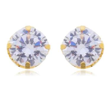 Imagem de Brinco Pequeno Feminino Pedras de Zircônia Banhado Ouro 18k - Enzara J