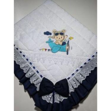 Imagem de manta para bebê grippir menino urso - brilho baby, azul marinho