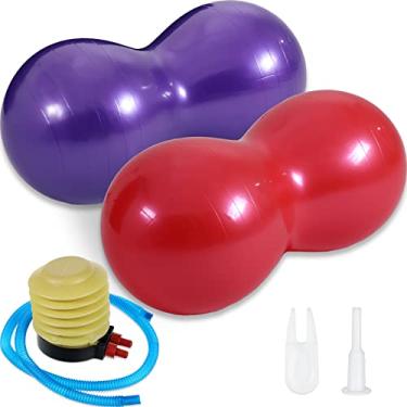 Imagem de Outus 2 bolas de amendoim 89 x 43 cm, bola sentada, bola de ioga, cadeira de exercício, bomba sensorial, assento sensorial, equipamento de sala para crianças autistas, fisioterapia, treinamento de