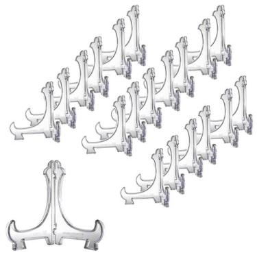 Imagem de Kit 20 Peças Suporte P/ Pratos Acrílico Transparente 20cm